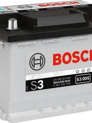 Autobaterie Bosch S3, 12V, 56Ah, 480A, S3 005 Profesionální